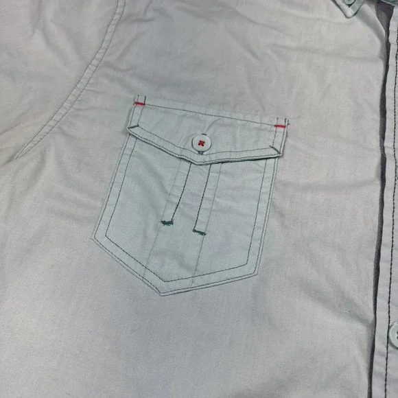 Drill Clothing Company Teal Short Sleeve Collar Button Up Shirt Sz XL Western - Picture 7 of 13